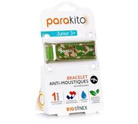 BIOSYNEX - PARAKITO - Braccialetto anti-zanzare ricaricabile - 2 ricariche incluse - 1 mese di utilizzo - Senza DEET - Motivo mimetico - Junior 3+