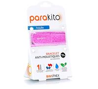 BIOSYNEX - Parakito - Braccialetto anti-zanzare ricaricabile - 2 ricariche incluse - 30 giorni di utilizzo - senza DEET - motivo grafico rosa - taglia adulto