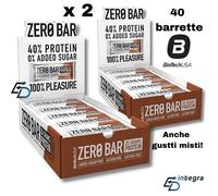 BIOTECH Zero Bar 40 Barrette Proteiche da 50 gr Senza Carboidrati con Proteine.