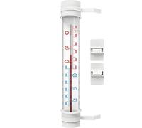Bioterm Termometro per finestre da esterno con bastoncini di colla - 45 °C a + 50 °C analogico 29 cm di lunghezza (marrone)