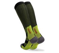 BIOTEX Calza a Compressione 3D Unisex per Ciclismo e Running, Calza Lunga Traspirante, Intimo Tecnico Sportivo, Nero/Lime, S (38-39)