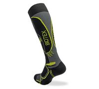 BIOTEX Calza Termica Lunga a Compressione Unisex per Ciclismo e Running, Calza Traspirante, Protezione dal Freddo, Nero e Giallo Fluo, S (38-39)
