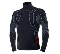 BIOTEX Lupetto Hightech per Ciclismo e Running, Senza Cuciture, Maglia Termica a Collo Alto con 4 Zone di Compressione, Nero, Taglia I (XS/M)
