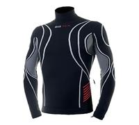 BIOTEX Lupetto Hightech per Ciclismo e Running, Senza Cuciture, Maglia Termica a Collo Alto con 4 Zone di Compressione, Nero, Taglia III (XL/XXL)