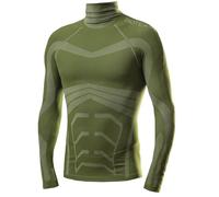 BIOTEX Lupetto Limitless per Ciclismo e Running, Traspirazione Costante, Maglia Termica a Collo Alto Senza Cuciture, Verde Militare, Taglia I (XS/M)