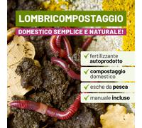 BIOTICA Lombrichi Rossi californiani vivi Eisenia fetida - 400gr - per Compostag