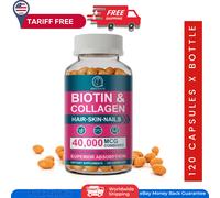 Biotina e collagene 40.000mcg 120 compresse - integratore di bellezza per cap...