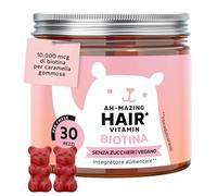 Biotina Gummies Ah-mazing Hair - Integratori per Capelli - Formula Potenziata - 10.000 µg di Biotina, Zinco, Vitamina B6, C, E e Iodio - 30 pezzi (1 Mese), Vegane, Senza Zucchero, Bears with Benefits
