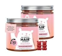 Biotina Gummies Ah-mazing Hair - Integratori per Capelli - Formula Potenziata - 10.000 µg di Biotina, Zinco, Vitamina B6, C, E e Iodio - Pack 2x30 (2 Mesi), Vegane, Senza Zucchero, Bears with Benefits