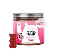 Biotina Gummies Ah-mazing Hair - Integratori per Capelli - Formula Potenziata - 10.000 µg di Biotina, Zinco, Vitamina B6, C, E e Iodio - 30 pezzi (1 Mese), Vegane - Bears with Benefits