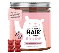 Biotina Gummies Ah-mazing Hair - Integratori per Capelli - Formula Potenziata - 10.000 µg di Biotina, Zinco, Vitamina B6, C, E e Iodio - 90 pezzi (3 Mesi), Vegane, Senza Zucchero, Bears with Benefits