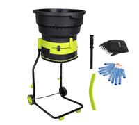 Biotrituratore Elettrico da Giardino 2500W, Trituratore Foglie 8000RPM, Mulcher per Compostaggio con Riduzione 17:1, Sacco Raccoglitore, Hopper Ampio e Ruote Portatili(Powercordx40m)