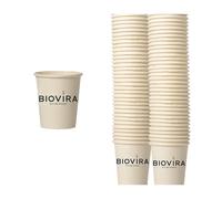 BIOVIRA 100 Pezzi Bicchierini 80 ml | Bicchieri Caffè Carta Resistenti e Biodegradabili | Bicchierini Carta Caffe Anti-Perdita per Espresso, Bar, Ufficio e Kit Caffe