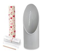 BIOVIRA Portabicchieri Bianco con 50 Bicchierini con Cuori e 50 Palette Caffè Monouso, Dispenser da Banco per Angolo Caffè, 24 x 8 cm