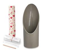 BIOVIRA Portabicchieri Tortora con 50 Bicchierini con Cuori e 50 Palette Caffè Monouso, Dispenser da Banco per Angolo Caffè, 24 x 8 cm