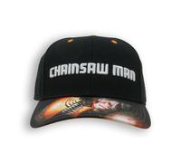 Bioworld Chainsaw Man Embroidered Cap with Digital Print Peak, Black