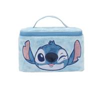 Bioworld Disney Stitch - Beauty case con volto ricamato, 15,2 cm, colore: Blu