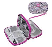 Bioworld Hello Kitty - Custodia da viaggio con stampa di disco volante, 10,2 cm, rosa e viola