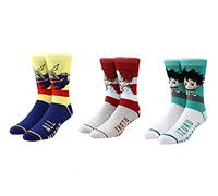 Bioworld My Hero Academia Socks Midorya All Might Shoto Todoroki - Calzini da uomo, confezione da 3 paia, Multicolore, taglia unica