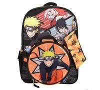 Bioworld Naruto Anime Character Print Orange and Black 5-Piece Backpack Set For