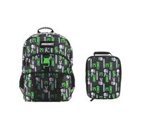 Bioworld Set zaino e portapranzo da 40,6 cm per scuola e viaggio, Minecraft Creepers Nero, 16 inches