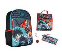 Bioworld Zaino My Hero Academia Deku Shoto Bakugo Kawaii Chibi Set 5 Pezzi Zaino Scuola