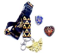 BIOWORLD Zelda Gaming - Set regalo da collezione, 3 pezzi, con scudo e cuore e cordino con stemma Hyrule