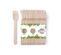 BIOZOYG 100 Forchette Monouso in Legno Biodegradabili e Compostabili 14 cm