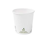 BIOZOYG 1000x bicchierini caffè 100 ml / 4 oz, Ø 62 mm bianco con icone ambientali - bicchieri carta senza plastica e con materiali sostenibili - bicchierini caffe carta