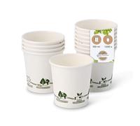 BIOZOYG 1000x bicchierini caffè 100 ml / 4 oz, Ø 62 mm bianco con motivo ambientale - bicchieri carta senza plastica e con materiali sostenibili - bicchierini caffe carta