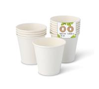 BIOZOYG 1000x bicchierini caffè 150 ml / 6 oz, Ø 80 mm bianco - bicchieri carta senza plastica e con materiali sostenibili - bicchierini caffe carta
