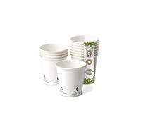 BIOZOYG 100x bicchierini caffè 100 ml / 4 oz, Ø 62 mm bianco con icone ambientali - bicchieri carta senza plastica e con materiali sostenibili - bicchierini caffe carta