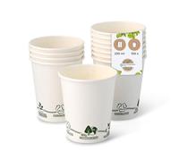 BIOZOYG 100x bicchierini caffè 200 ml / 8 oz, Ø 80 mm bianco con motivo ambientale - bicchieri carta senza plastica e con materiali sostenibili - bicchierini caffe carta