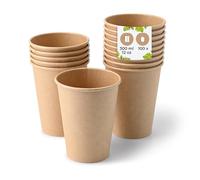 BIOZOYG 100x bicchierini caffè 300 ml / 12 oz, Ø 90 mm marrone - bicchieri carta senza plastica e con materiali sostenibili - bicchierini caffe carta
