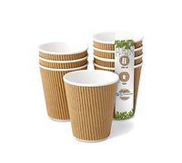 BIOZOYG 100x bicchierini caffè isotermici 250 ml / 10 oz, Ø 90 mm bianco/marrone - bicchieri carta a doppio strato e senza plastica - bicchierini caffe carta