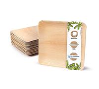 BIOZOYG 100x piatti in foglia di palma 25x x 25x cm - Piatti monouso compostabili e naturali - Stoviglie per feste quadrate