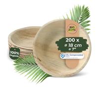 BIOZOYG 200x di piatti in foglia di palma Ø 25 cm - Piatti monouso compostabili e naturali - Stoviglie da festa rotonde