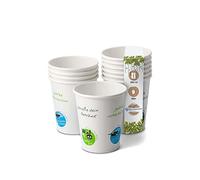 BIOZOYG 250x bicchierini caffè 200 ml / 8 oz, Ø 80 mm bianco con icone ambientali colorate - bicchieri carta senza plastica e con materiali sostenibili - bicchierini caffe carta