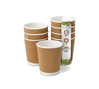 BIOZOYG 25x bicchierini caffè isotermici 200 ml / 8 oz, Ø 80 mm bianco/marrone - bicchieri carta a doppio strato e senza plastica - bicchierini caffe carta