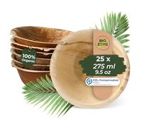 BIOZOYG 25x ciotola in foglia di palma 275 ml - Piatto da zuppa usa e getta, ciotola per insalata compostabile - Stoviglie da festa sostenibili