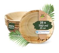 BIOZOYG 25x ciotola in foglia di palma 750 ml - Piatto da zuppa usa e getta, ciotola per insalata compostabile - Stoviglie da festa sostenibili