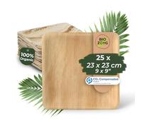 BIOZOYG 25x piatti in foglia di palma 23 x 23 cm - Piatti monouso compostabili e naturali - Stoviglie per feste quadrate