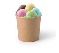 BIOZOYG 50 Pezzi Coppa gelato di cartone 300 ml marrone - coppette usa e getta senza plastica e riciclabile - coppette dessert bicchieri carta