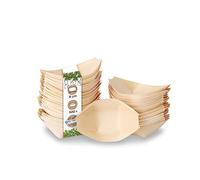 BIOZOYG 500x barchette finger food monouso in legno 8 cm - ciotoline per aperitivo naturale e moderno - ciotole aperitivo, bicchierini finger food