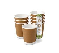 BIOZOYG 500x bicchierini caffè isotermici 200 ml / 8 oz, Ø 80 mm bianco/marrone - bicchieri carta a doppio strato e senza plastica - bicchierini caffe carta
