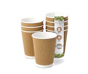 BIOZOYG 500x bicchierini caffè isotermici 300 ml / 12 oz, Ø 90 mm bianco/marrone - bicchieri carta a doppio strato e senza plastica - bicchierini caffe carta