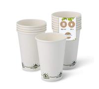 BIOZOYG 50x bicchierini caffè 180 ml / 7.5 oz bianco con motivo ambientale - bicchieri carta senza plastica e con materiali sostenibili - bicchierini caffe carta