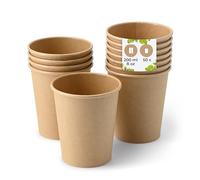 BIOZOYG 50x bicchierini caffè 200 ml / 8 oz, Ø 80 mm marrone - bicchieri carta senza plastica e con materiali sostenibili - bicchierini caffe carta