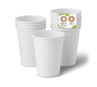 BIOZOYG 50x bicchierini caffè 300 ml / 12 oz, Ø 90 mm bianco - bicchieri carta senza plastica e con materiali sostenibili - bicchierini caffe carta