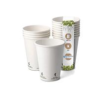 BIOZOYG 50x bicchierini caffè 300 ml / 12 oz, Ø 90 mm bianco con icone ambientali - bicchieri carta senza plastica e con materiali sostenibili - bicchierini caffe carta